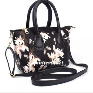 Stylish Black Floral S/M satchel/crossbody purse